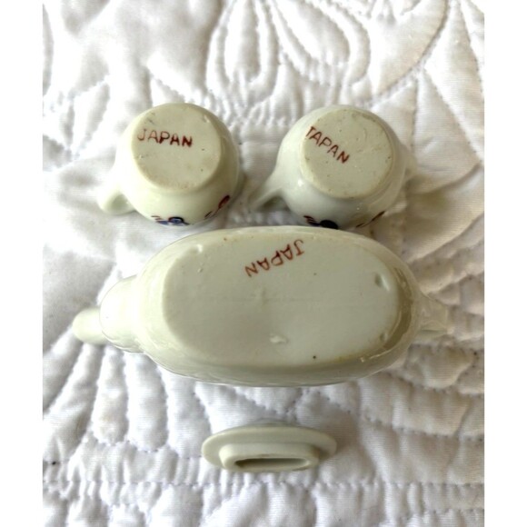 VNTG 9 Piece Children’s Tea Set-1950s-W/Metal Tray-Duck-Made Japan-Hand Painted - Picture 5 of 11